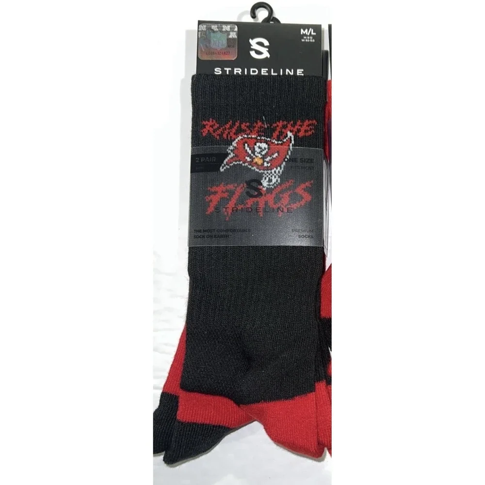 NFL Tampa Bay Buccaneers Adult Crew Socks 2 Pairs Size M/L M(8-12), W(9.5-13.5)